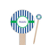 Stripes 6" Round Wooden Food Picks - Single Sided (Personalized)