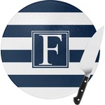 Horizontal Stripe Round Glass Cutting Board - Small (Personalized)