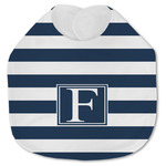 Horizontal Stripe Jersey Knit Baby Bib w/ Initial