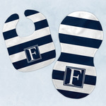 Horizontal Stripe Baby Bib & Burp Set w/ Initial