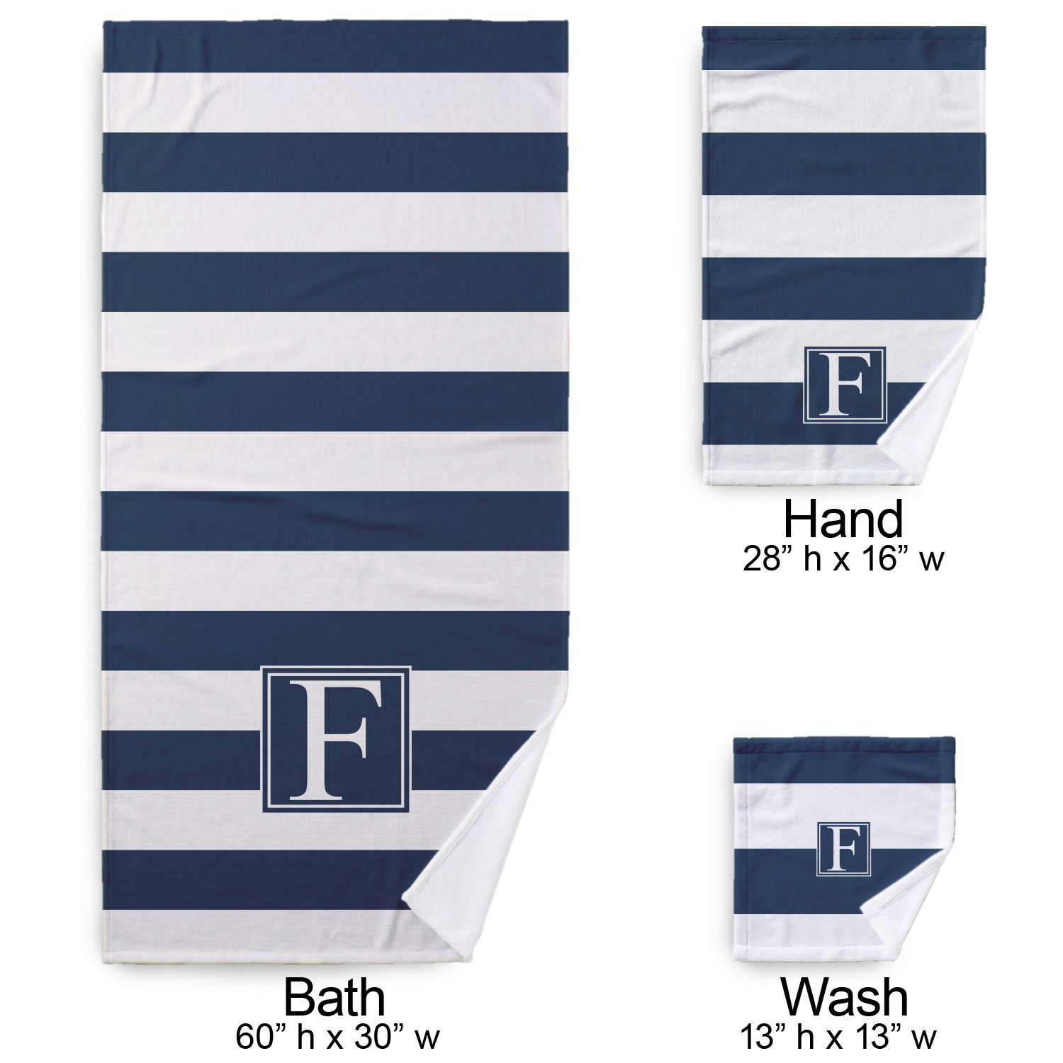 3 Piece Towel Set with Stripe Design