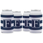 Horizontal Stripe Can Cooler (12 oz) - Set of 4 w/ Initial