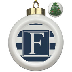 Horizontal Stripe Ceramic Ball Ornament - Christmas Tree (Personalized)