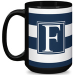 Horizontal Stripe 15 Oz Coffee Mug - Black (Personalized)