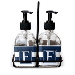Horizontal Stripe Glass Soap & Lotion Bottle Set (Personalized)