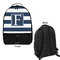 Horizontal Stripe Large Backpack - Black - Front & Back View