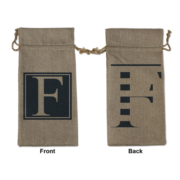 Custom Horizontal Stripe Large Burlap Gift Bag - Front & Back (Personalized)