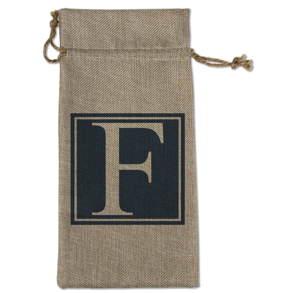 Custom Horizontal Stripe Large Burlap Gift Bag - Front (Personalized)