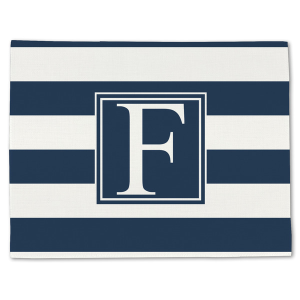 Custom Horizontal Stripe Single-Sided Linen Placemat - Single w/ Initial