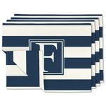 Horizontal Stripe Double-Sided Linen Placemat - Set of 4 w/ Initial