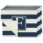 Horizontal Stripe Single-Sided Linen Placemat - Set of 4 w/ Initial