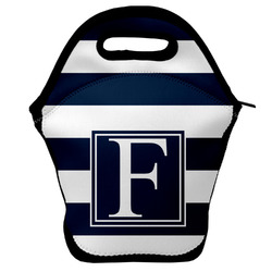 Horizontal Stripe Lunch Bag w/ Initial