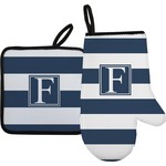 Horizontal Stripe Oven Mitt & Pot Holder Set w/ Initial