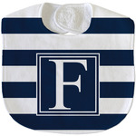 Horizontal Stripe Velour Baby Bib w/ Initial