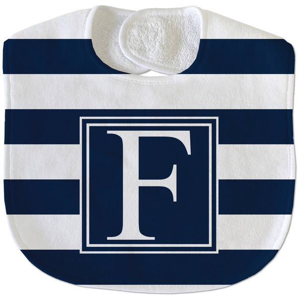 Custom Horizontal Stripe Velour Baby Bib w/ Initial