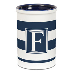 Horizontal Stripe Ceramic Pencil Holders - Blue