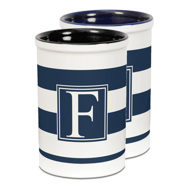 Custom Horizontal Stripe Ceramic Pencil Holder - Large