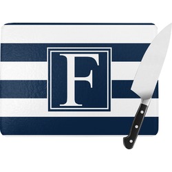 Horizontal Stripe Rectangular Glass Cutting Board - Medium - 11"x8" (Personalized)