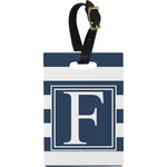 Horizontal Stripe Plastic Luggage Tag - Rectangular w/ Initial