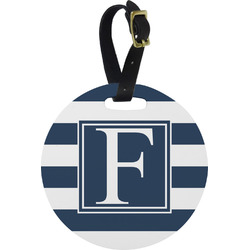 Horizontal Stripe Plastic Luggage Tag - Round (Personalized)