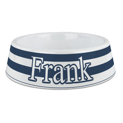 Horizontal Stripe Plastic Dog Bowl - Large (Personalized)