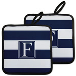 Horizontal Stripe Pot Holders - Set of 2 w/ Initial