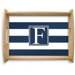 Horizontal Stripe Natural Wooden Tray - Large (Personalized)