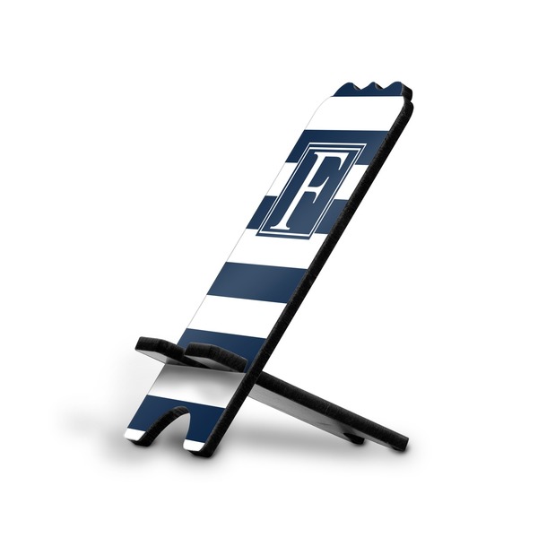 Custom Horizontal Stripe Stylized Cell Phone Stand - Small w/ Initial