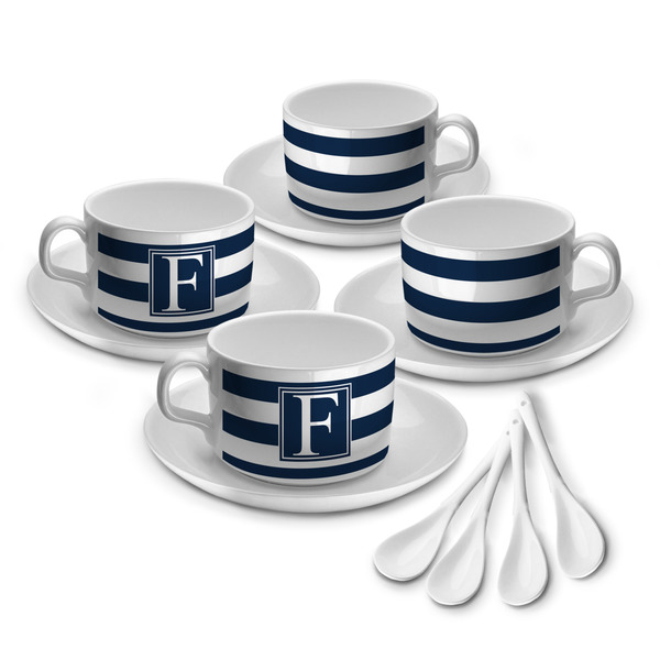 Custom Horizontal Stripe Tea Cup - Set of 4 (Personalized)