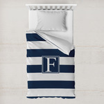 Horizontal Stripe Toddler Duvet Cover w/ Initial