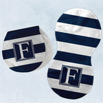 Horizontal Stripe Burp Pads - Velour - Set of 2 w/ Initial