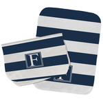 Horizontal Stripe Burp Cloths - Fleece - Set of 2 w/ Initial