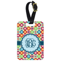 Retro Circles Metal Luggage Tag w/ Monogram