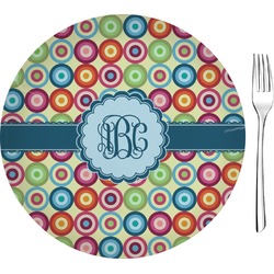 Retro Circles Glass Appetizer / Dessert Plate 8" (Personalized)