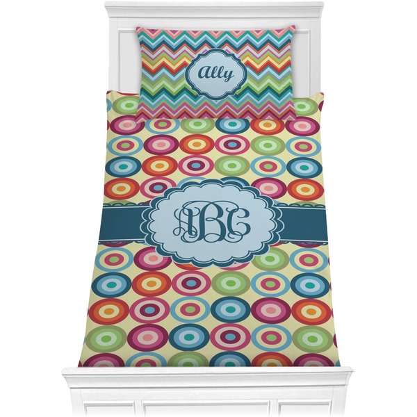 Custom Retro Circles Comforter Set - Twin (Personalized)