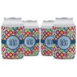 Retro Circles Can Cooler (12 oz) - Set of 4 w/ Monogram