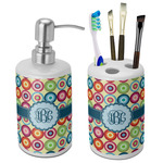 Retro Circles Ceramic Bathroom Accessories Set (Personalized)