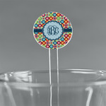 Retro Circles 7" Round Plastic Stir Sticks - Clear (Personalized)