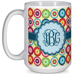 Retro Circles 15 Oz Coffee Mug - White (Personalized)