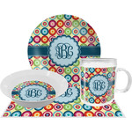 Retro Circles Dinner Set - Single 4 Pc Setting w/ Monograms