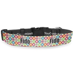 Retro Circles Deluxe Dog Collar - Large (13" to 21") (Personalized)