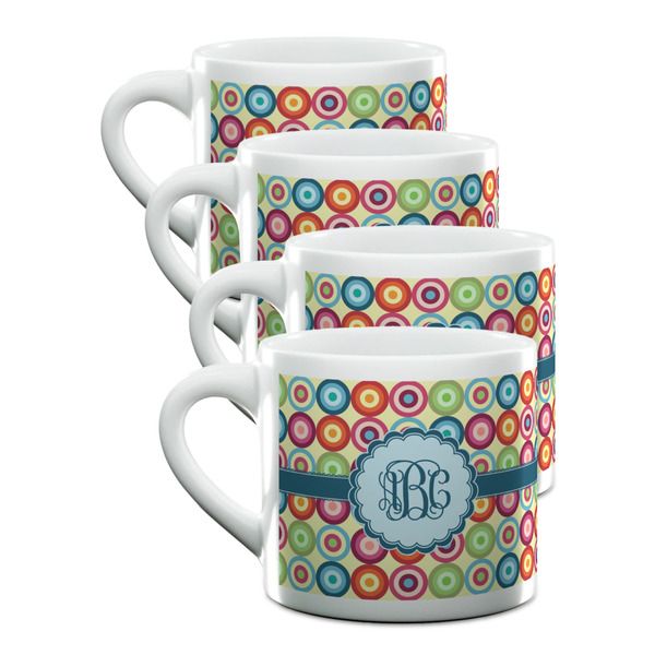 Custom Retro Circles Double Shot Espresso Cups - Set of 4 (Personalized)