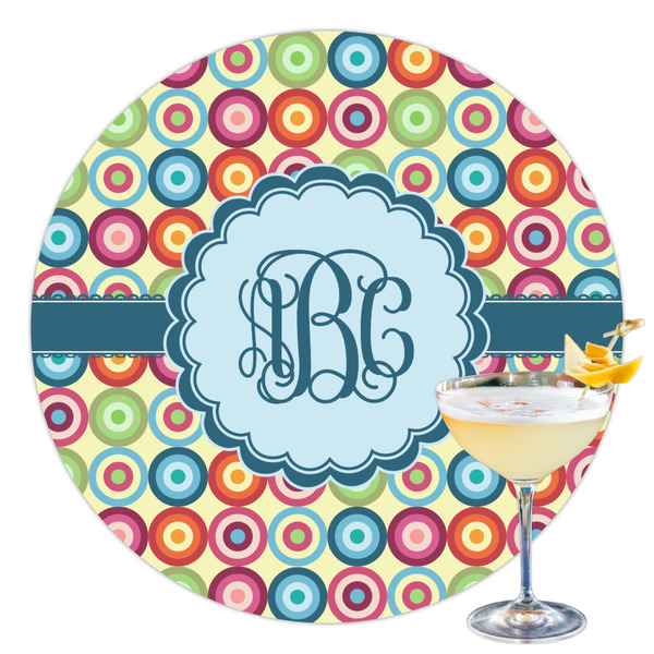Custom Retro Circles Printed Drink Topper - 3.5" (Personalized)