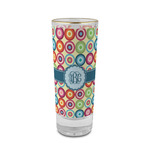 Retro Circles 2 oz Shot Glass - Glass with Gold Rim (Personalized)