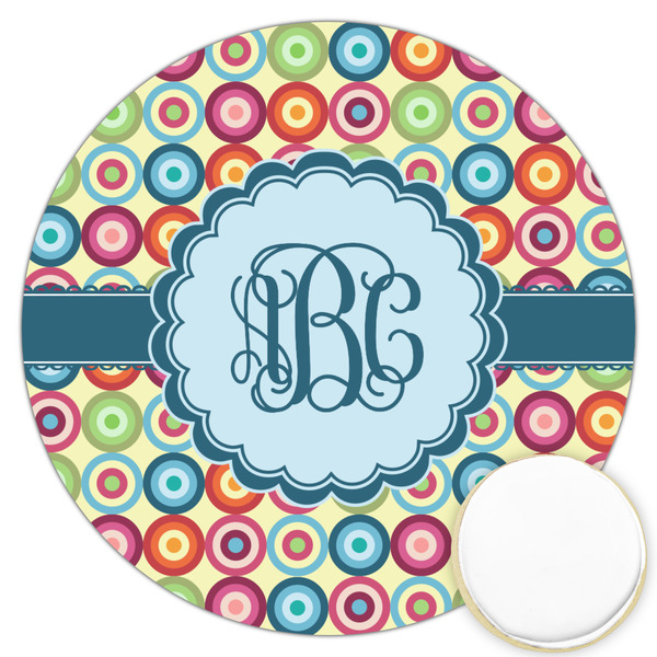 Custom Retro Circles Printed Cookie Topper - 3.25" (Personalized)