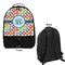 Retro Circles Large Backpack - Black - Front & Back View