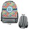 Retro Circles Large Backpack - Gray - Front & Back View