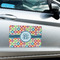 Retro Circles Large Rectangle Car Magnets- In Context