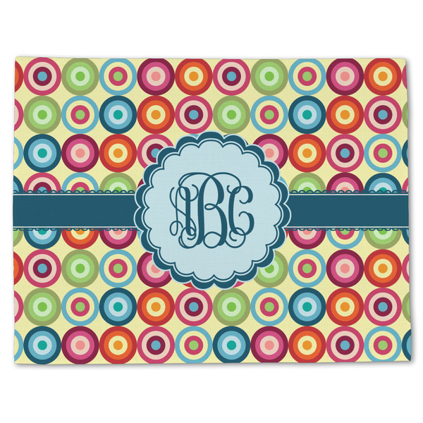 Custom Retro Circles Single-Sided Linen Placemat - Single w/ Monogram