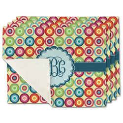 Retro Circles Single-Sided Linen Placemat - Set of 4 w/ Monogram